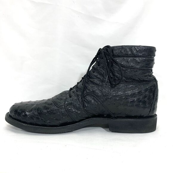 Black Ostrich Leather Ankle Boots Men’s 11.5-12 Unbranded Great Condition main image 9